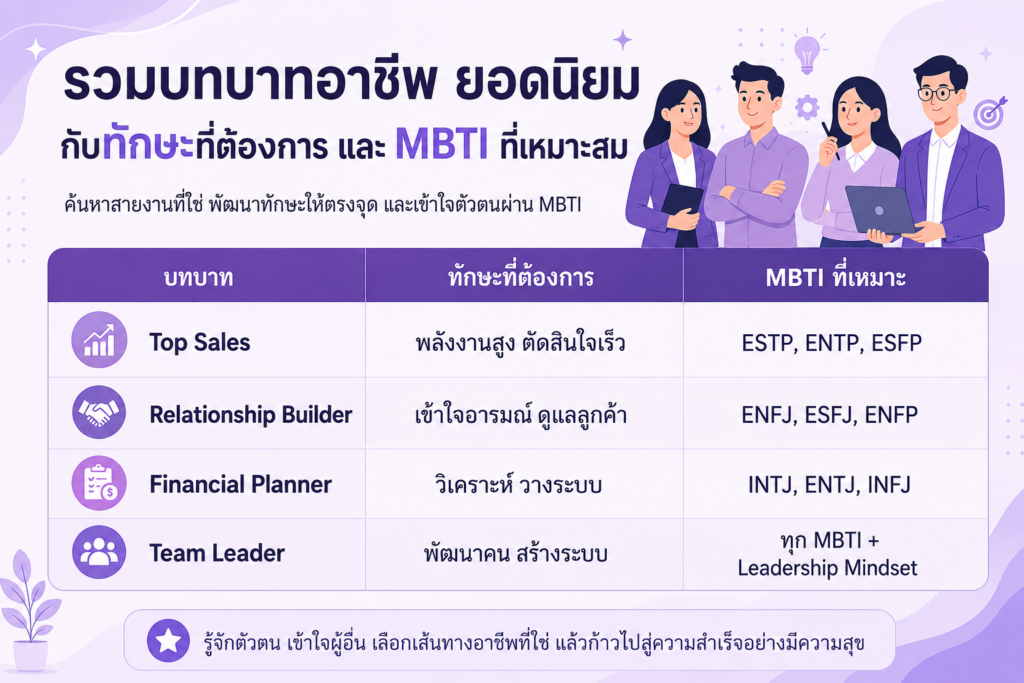 MBTI สายไหนเหมาะกับอาชีพอะไร